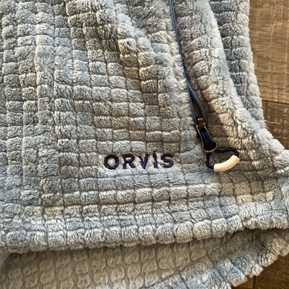 Light blue pull over sweatshirt.High wasted peachy color jeans . - Picture 1 of 4